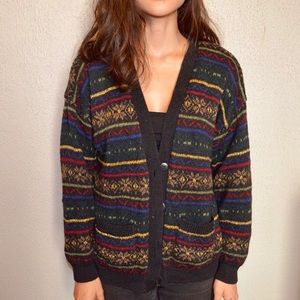 Fuzzy Multicolor Sweater Cardigan